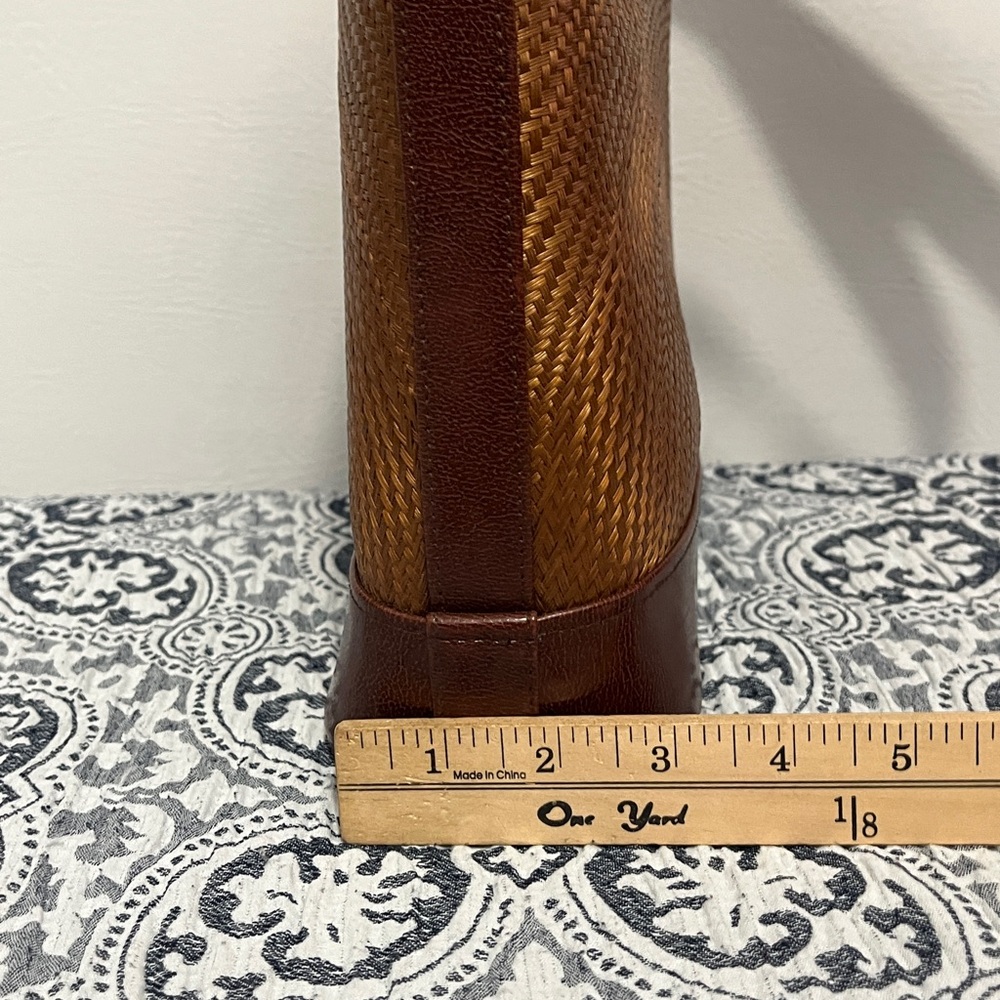 Brown Woven Tote Bag Purse with Dark Brown Trim - Picture 10 of 10